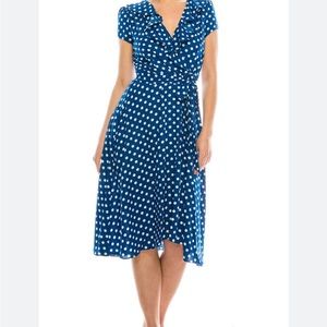 Gabby Skye Blue & White Polka Dot Dress